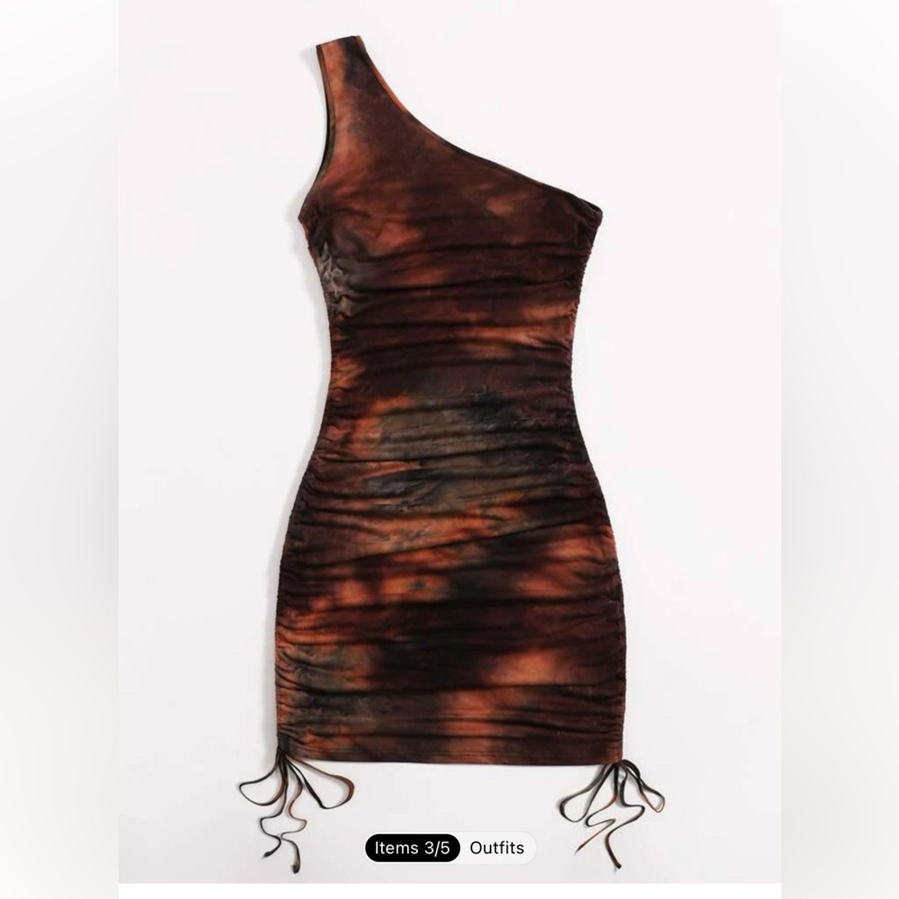 Shein One Shoulder Ruched Bust Tie Dye Bodycon Dress